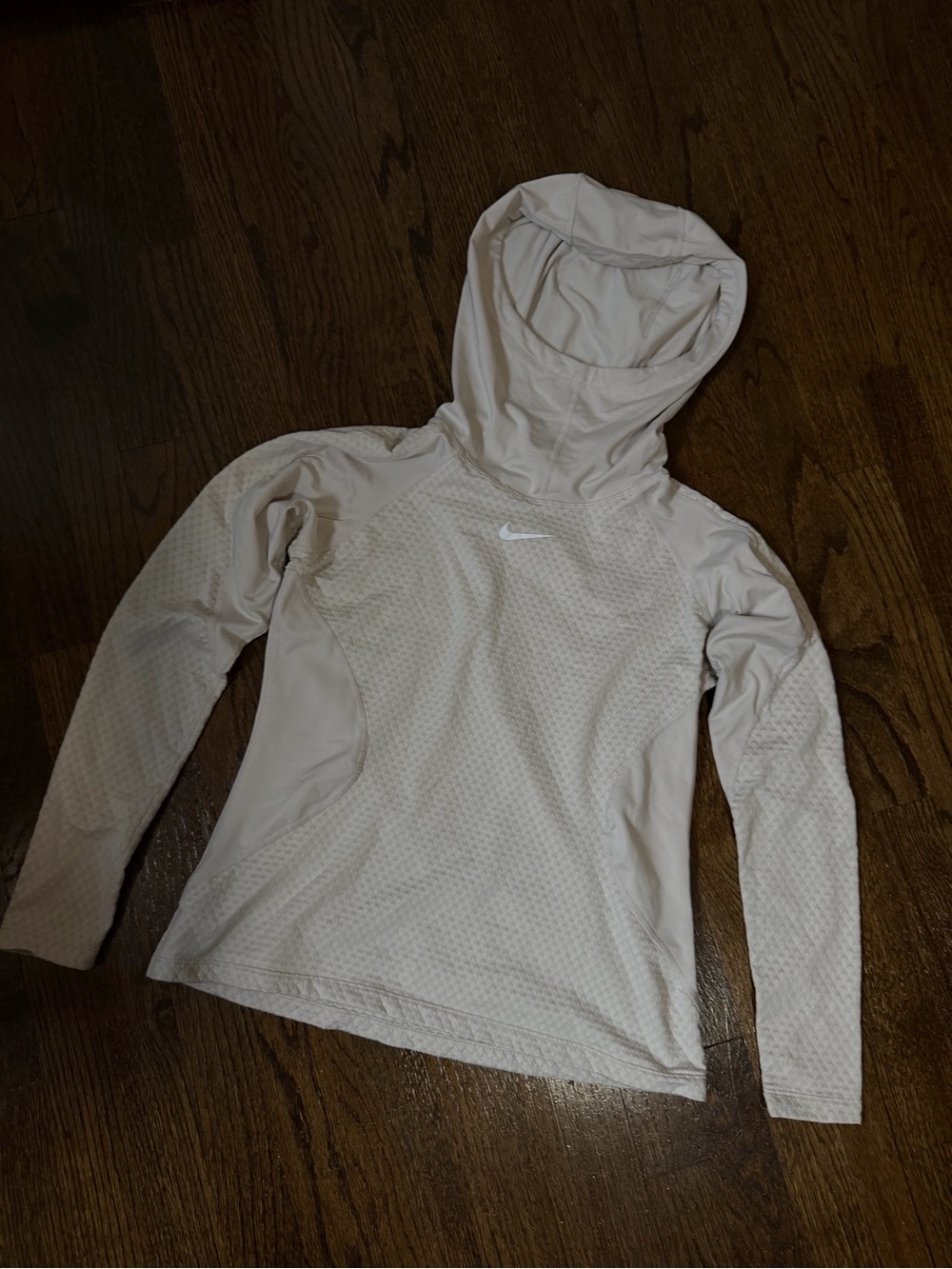 Nike Women's Light Beige Hooded Long-Sleeve Pullover